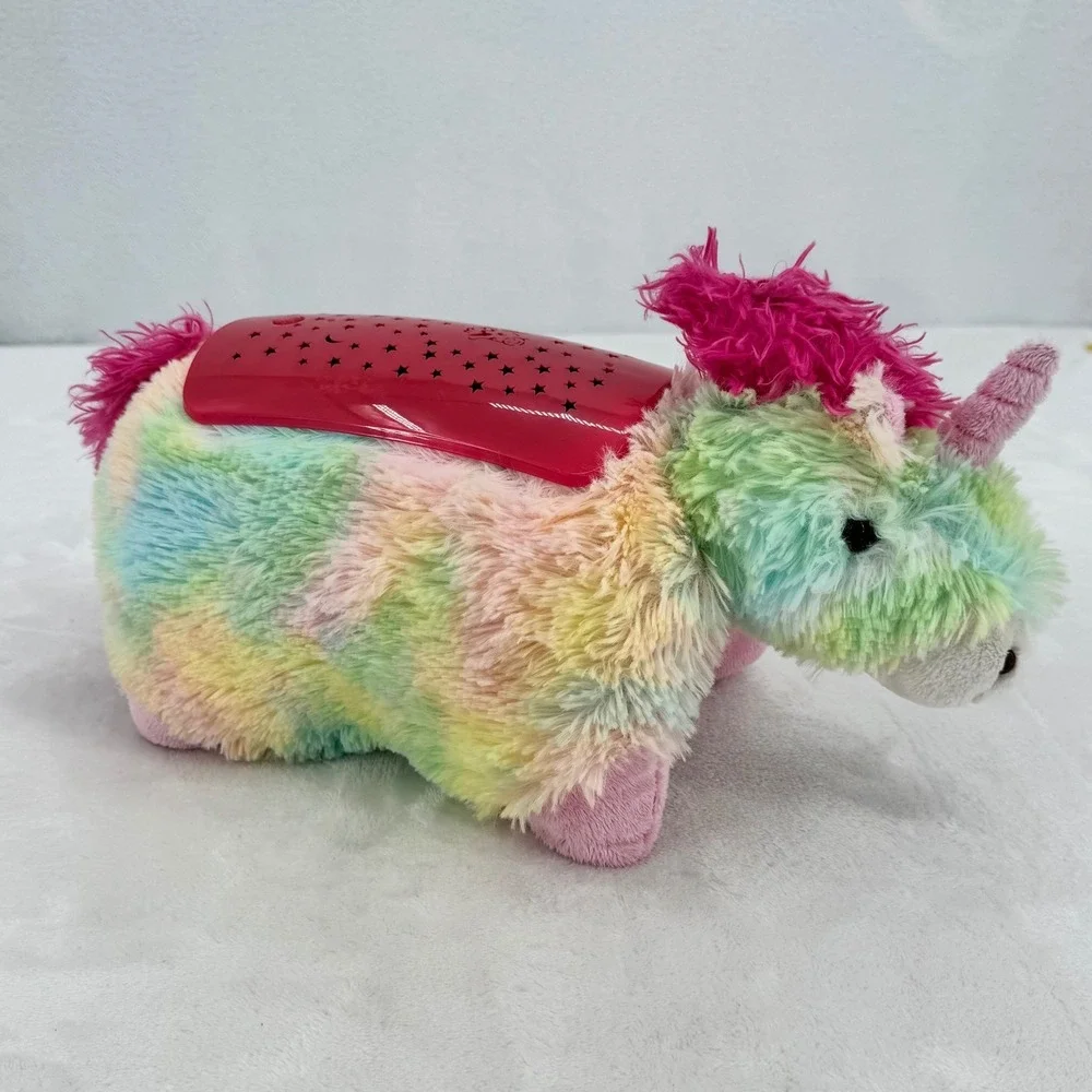Pillow Pets Dream Lites Rainbow Unicorn Nightlight Plush Tie Dye Star Projector